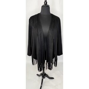 AMERICAN RAG Women's Fringe Open Boho Cardigan 3x Polyester Sueded Material
